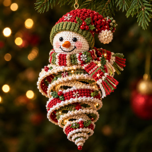 Snowman Tree Spiral Christmas Mica Ornament GFTOHNL2568