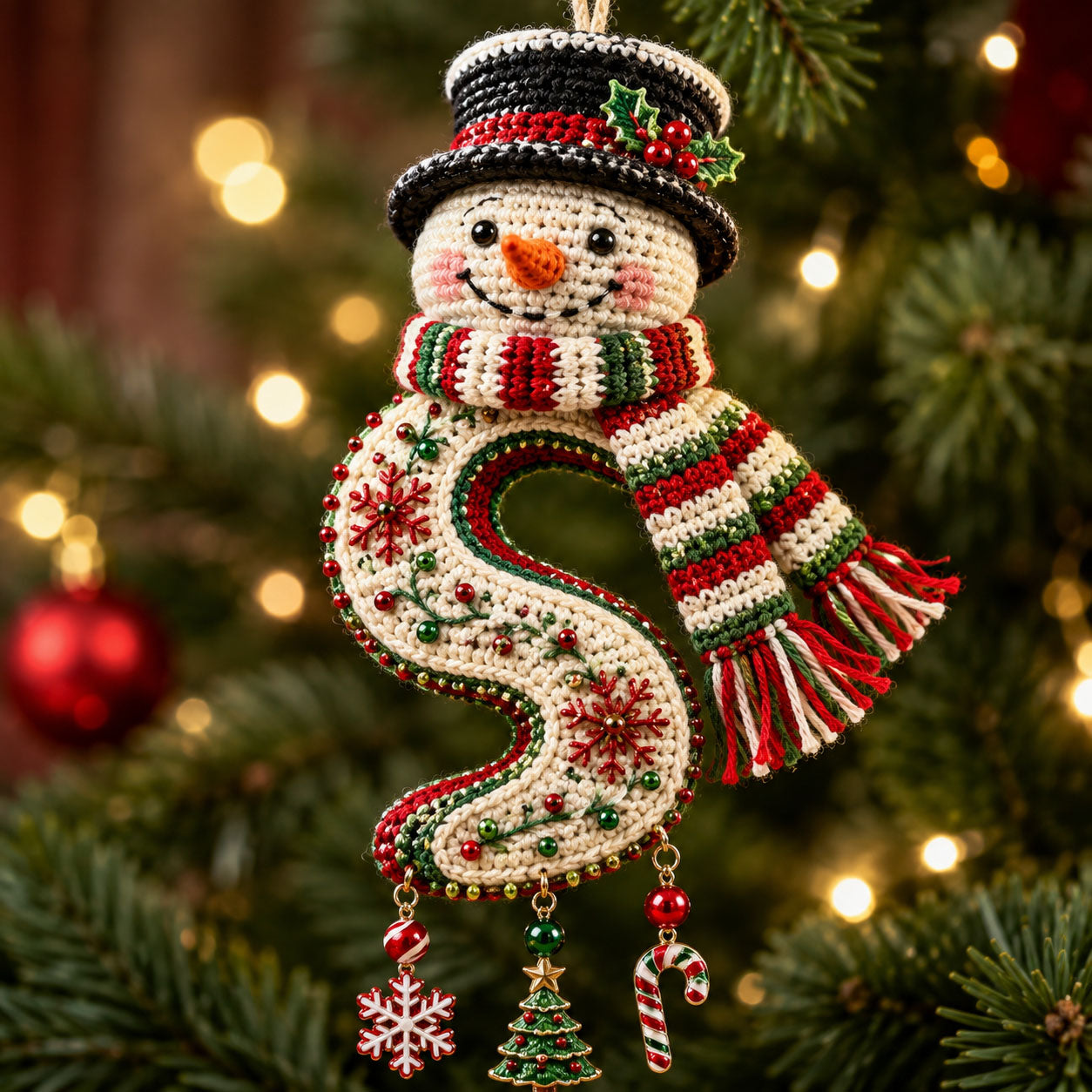 Snowman Candy Cane Christmas Mica Ornament GFTOHNL2569