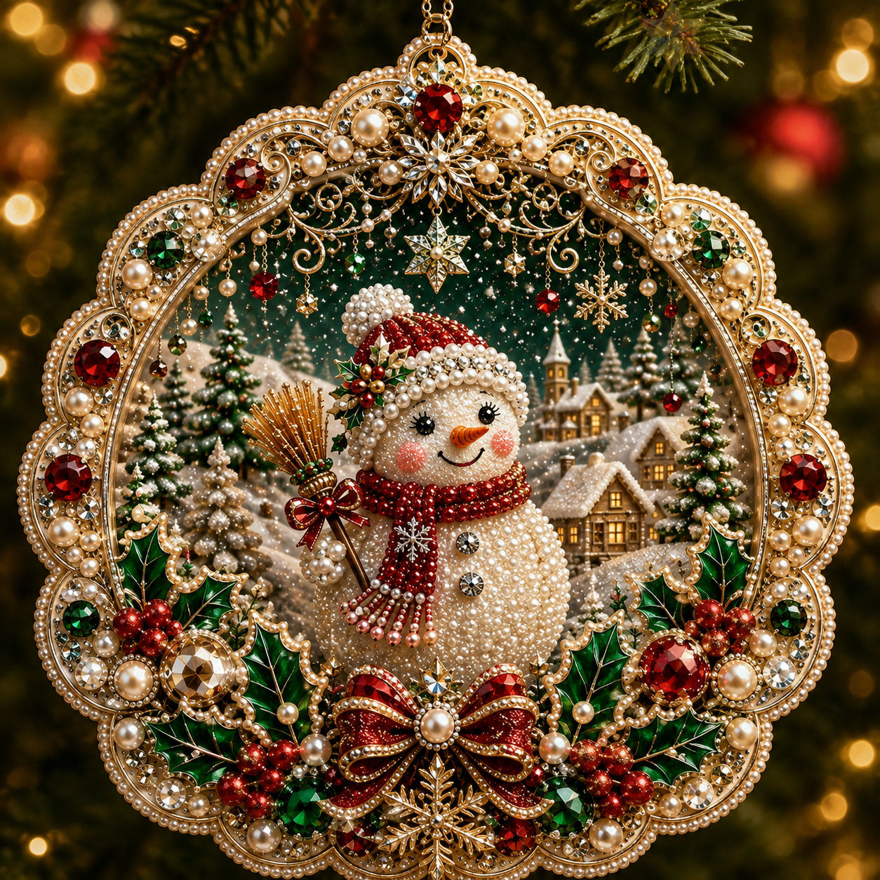 Snowman Christmas Village Christmas Mica Ornament GFTOHNL2594