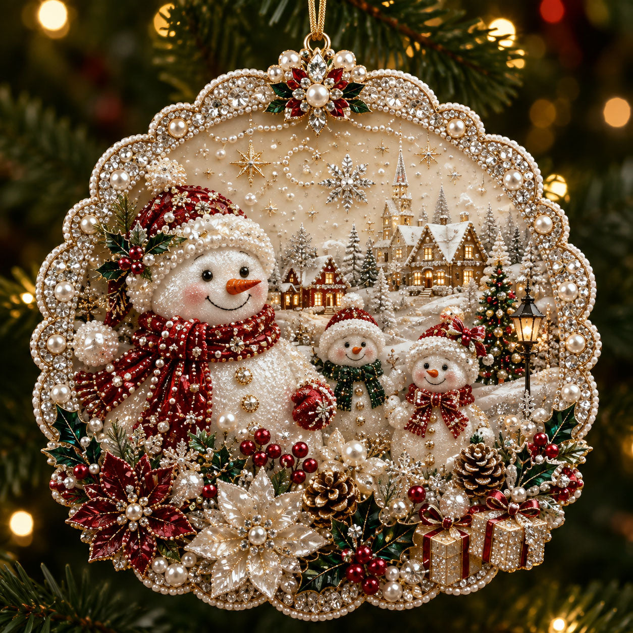 Snowman Family Christmas Christmas Mica Ornament GFTOHNL2596