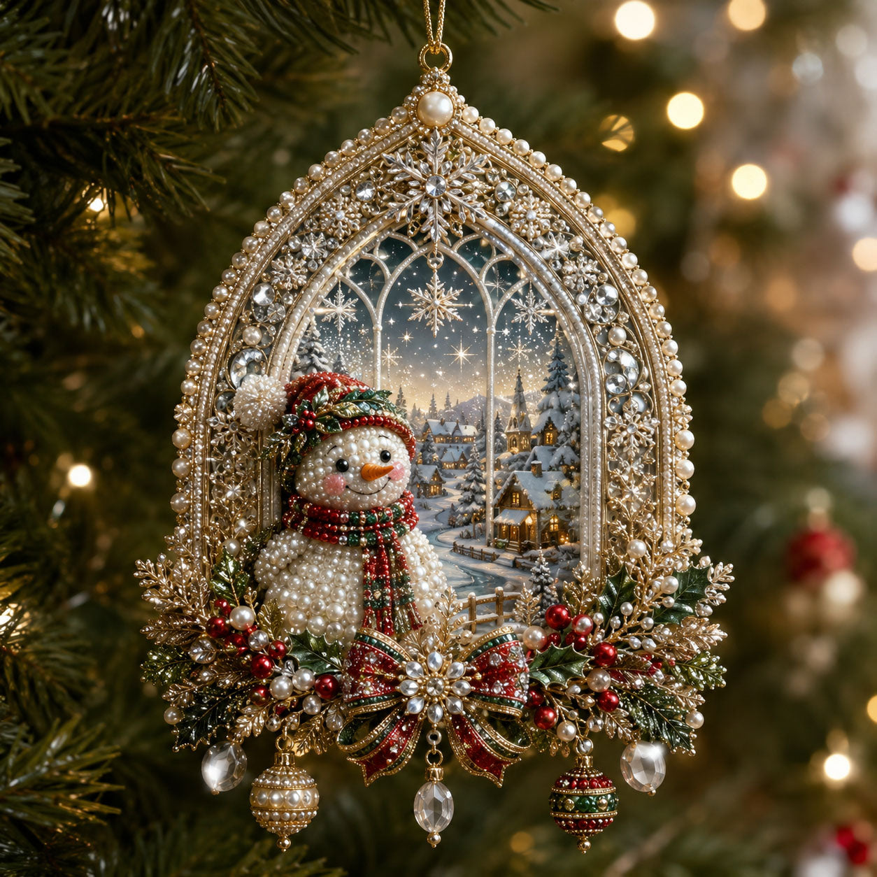 Snowman Winter Window Christmas Mica Ornament GFTOHNL2597