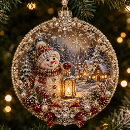Snowman Christmas Holiday Christmas Mica Ornament