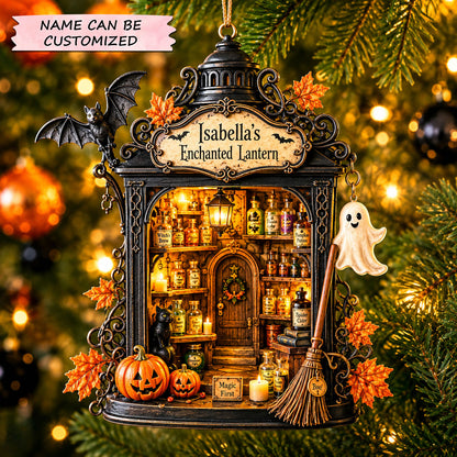 Personalized Halloween Magic Shop Christmas Mica Ornament