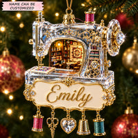 Sewing Machine Magic Christmas Mica Ornament QTCUZ GFTOHNL2608
