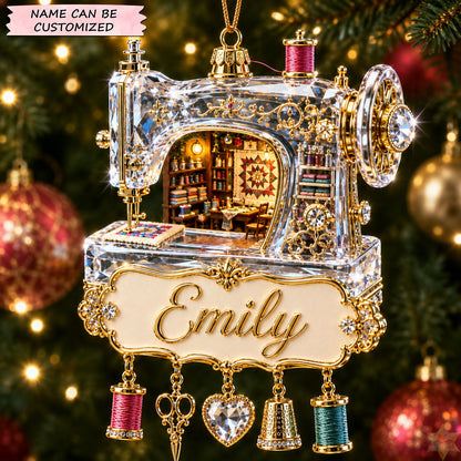 Personalized Christmas Sewing Quilting Christmas Mica Ornament