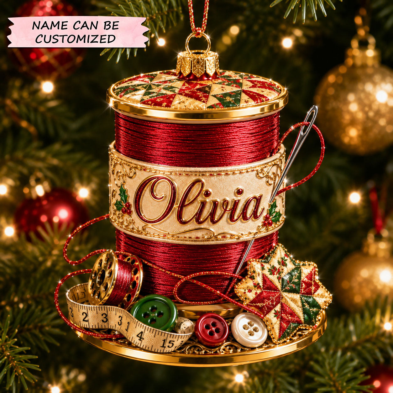 Christmas Thread Spool Christmas Mica Ornament QTCUZ GFTOHNL2609