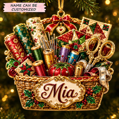 Personalized Christmas Sewing Quilting Christmas Mica Ornament