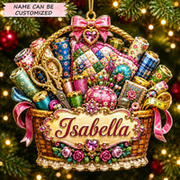 Quilting Basket Joy Christmas Mica Ornament QTCUZ GFTOHNL2612
