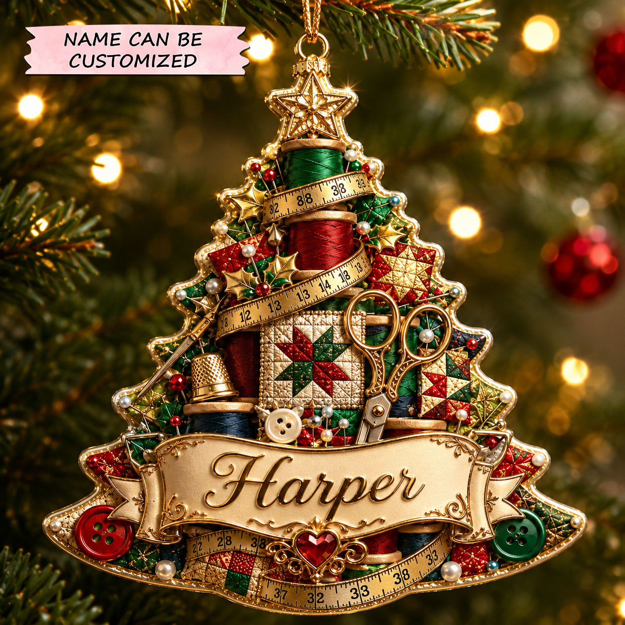 Sewing Tree Magic Christmas Mica Ornament QTCUZ GFTOHNL2614