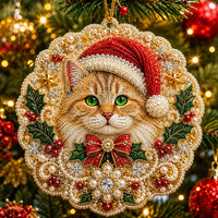 Christmas Cat Santa Christmas Mica Ornament GFTOHNL2650