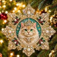 Snowflake Cat Crown Christmas Mica Ornament GFTOHNL2652