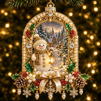Snowman Lantern Village Christmas Mica Ornament GFTOHNL2679