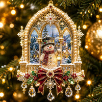 Snowman Cathedral Winter Christmas Mica Ornament GFTOHNL2680