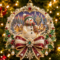 Snowman Winter Bow Christmas Mica Ornament GFTOHNL2683