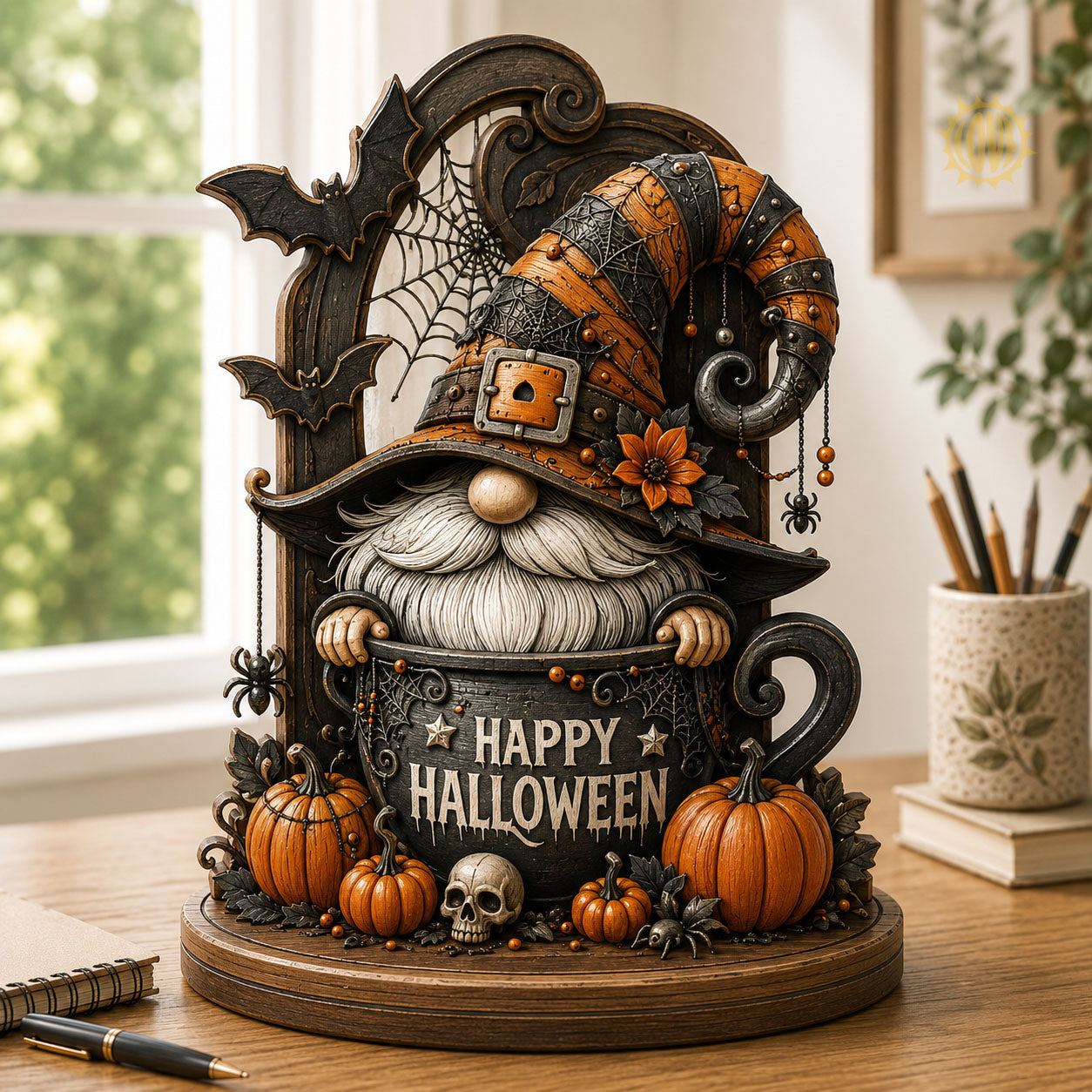 Halloween Witch Gnome Wooden Block 3-Layers GFTOHNL2685