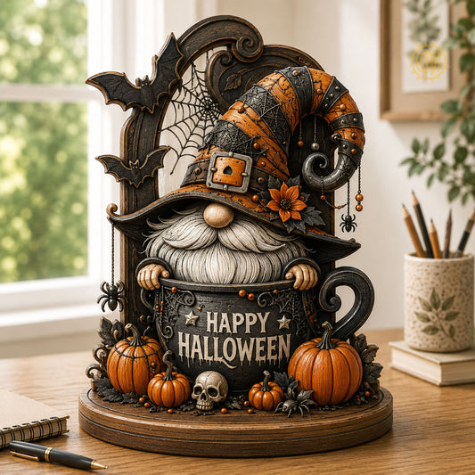 Halloween Witch Gnome Wooden Block 3-Layers GFTOHNL2685