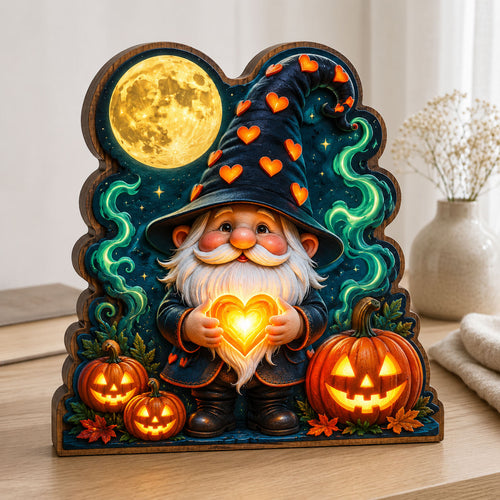 Halloween Heart Gnome Wooden Block 3-Layers GFTOHNL2686
