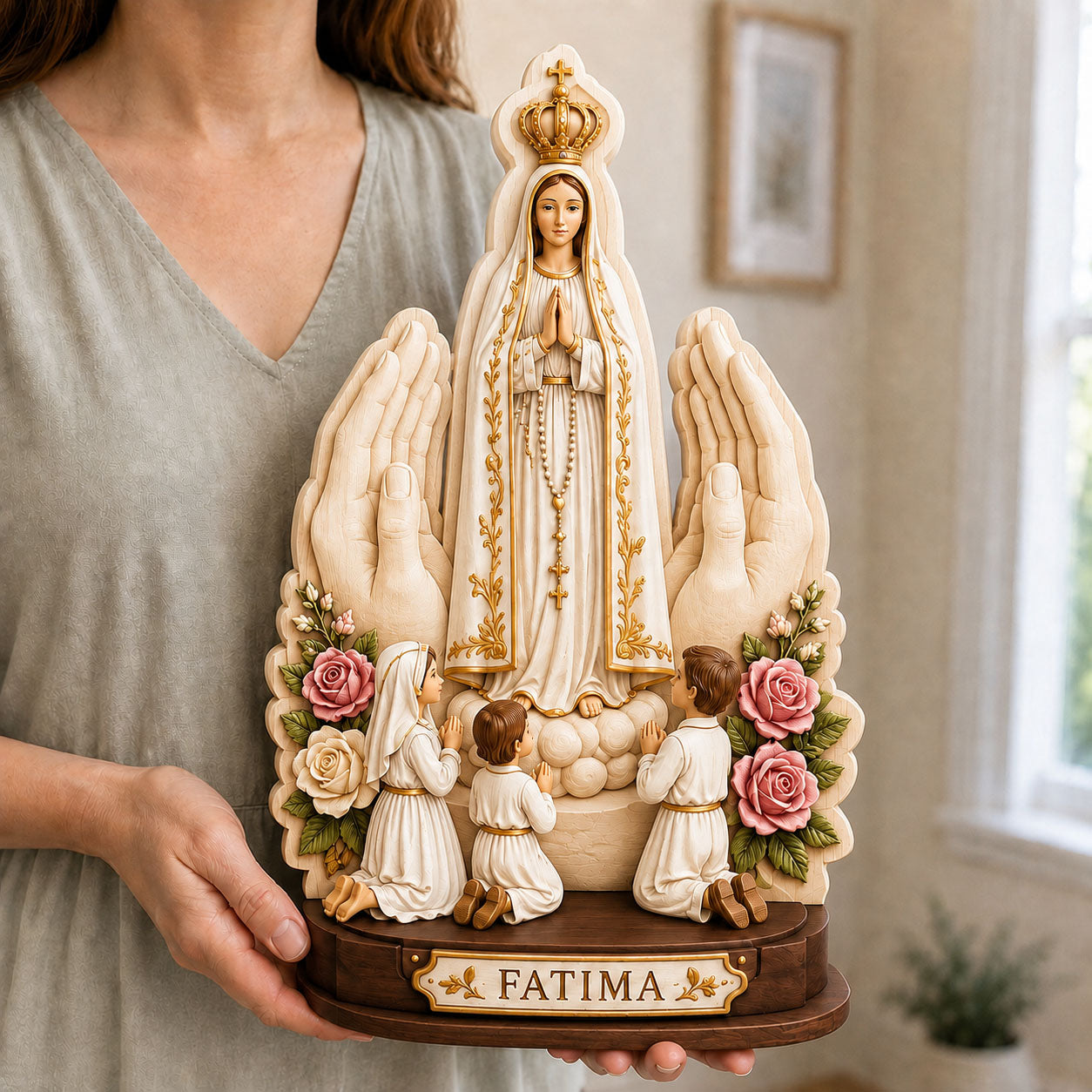 Our Lady Of Fatima Wooden Block 3-Layers GFTOHNL2695