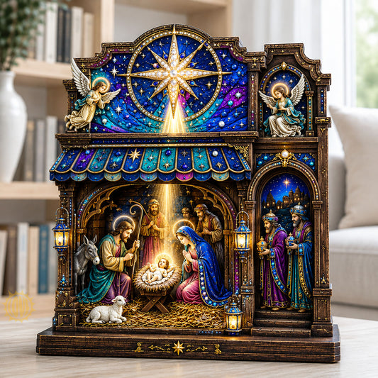 Bethlehem Nativity Scene Wooden Block 3-Layers GFTOHNL2705