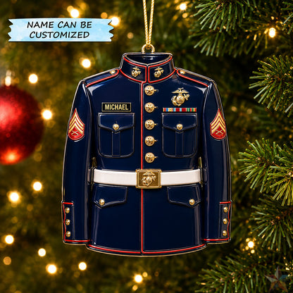 Personalized Marine Veteran Honor Christmas Mica Ornament