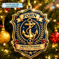 Proud Navy Veteran Anchor Christmas Mica Ornament QTCUZ GFTOHNL2731