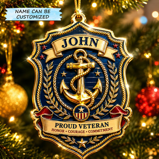 Proud Navy Veteran Anchor Christmas Mica Ornament QTCUZ GFTOHNL2731