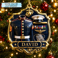 Marine Veteran Service Tribute Christmas Mica Ornament QTCUZ GFTOHNL2733