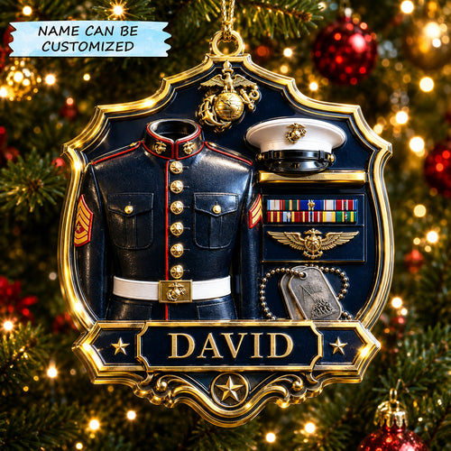 Marine Veteran Service Tribute Christmas Mica Ornament QTCUZ GFTOHNL2733