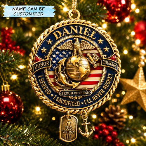 Proud Marine Veteran Legacy Christmas Mica Ornament QTCUZ GFTOHNL2735