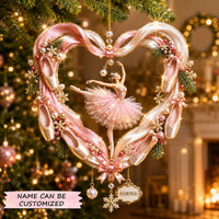 Personalized Ballerina Heart Christmas Mica Ornament QTCUZ GFTOHNL2741