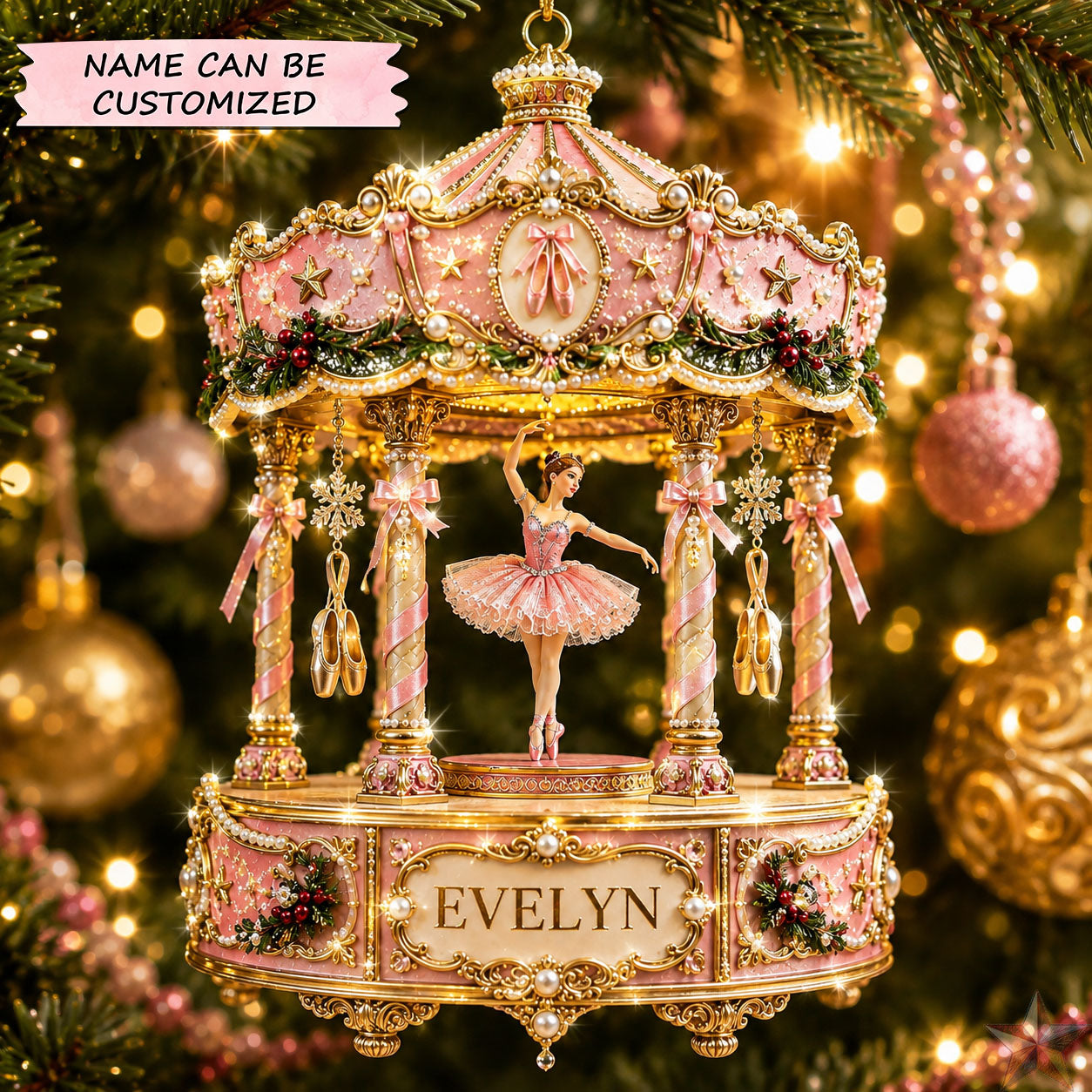 Personalized Ballet Christmas Mica Ornament