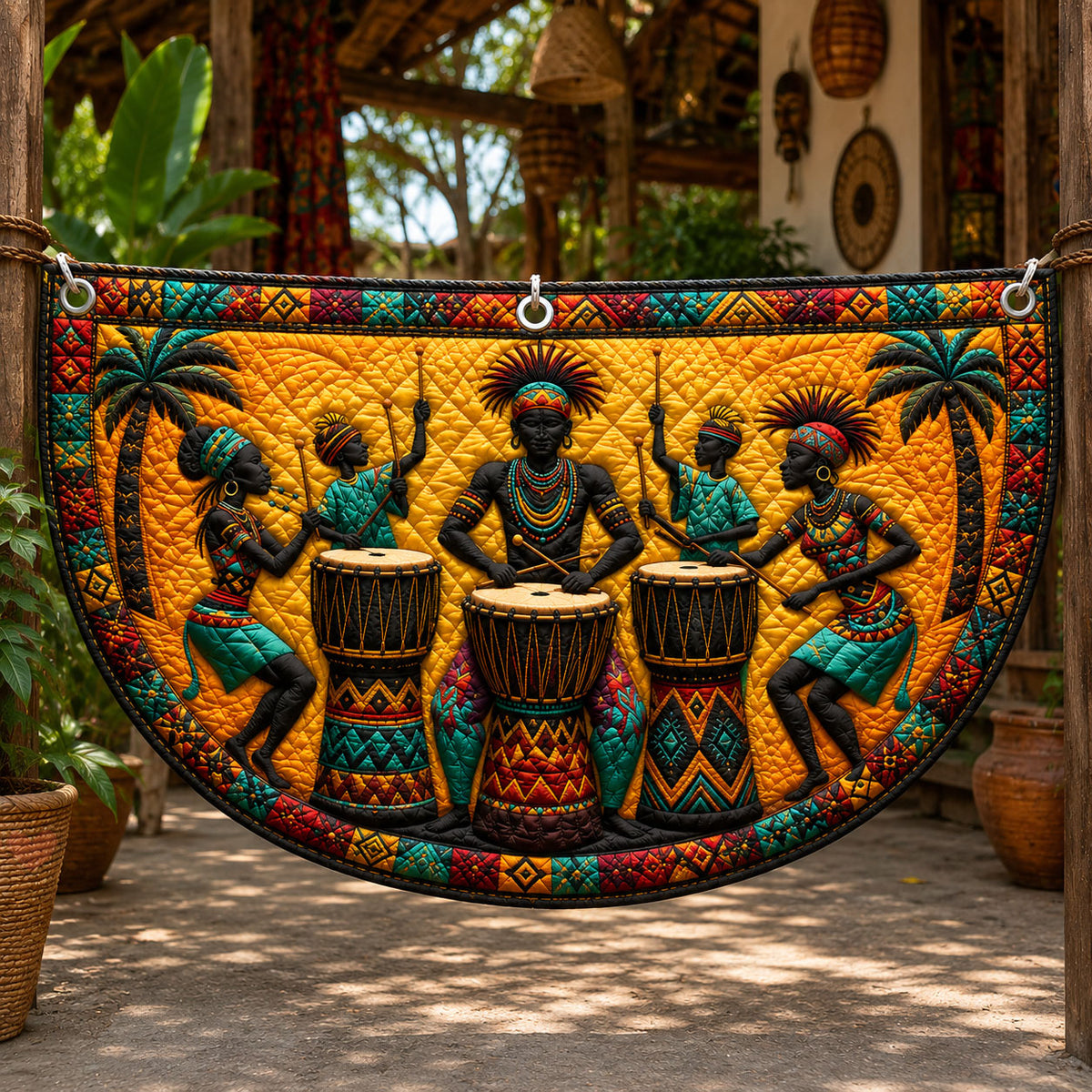 African Drum Circle Fan Flag GFTOHNL276