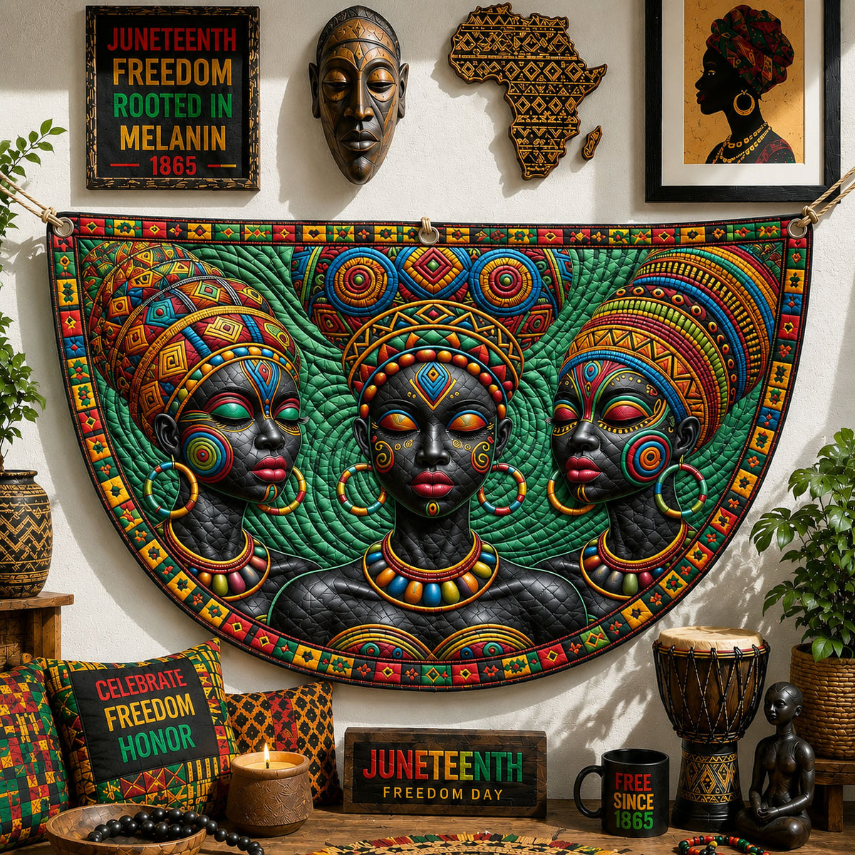 Juneteenth Melanin Queens Fan Flag GFTOHNL277