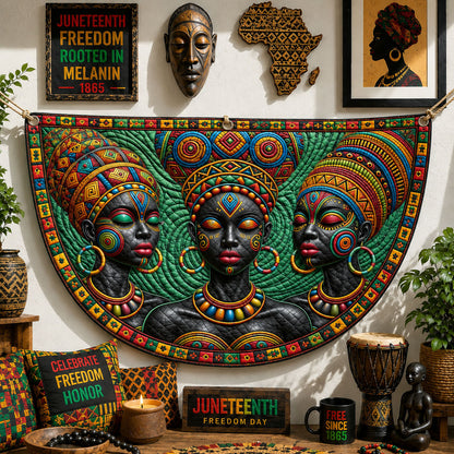 Juneteenth Melanin Queens Fan Flag GFTOHNL277