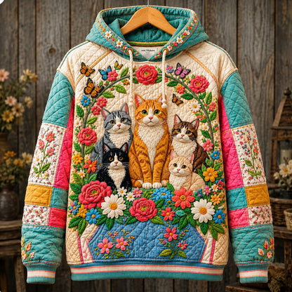 Floral Cat Family Hoodie GFTOHNL2771