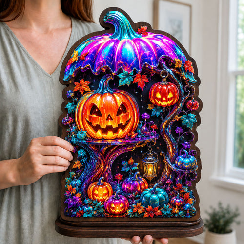 Glowing Pumpkin Garden Wooden Block 3-Layers GFTOHNL2780