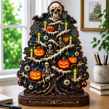 Skeleton Halloween Tree Wooden Block 3-Layers GFTOHNL2782