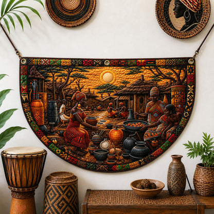 African Legacy Village Scene Fan Flag GFTOHNL281
