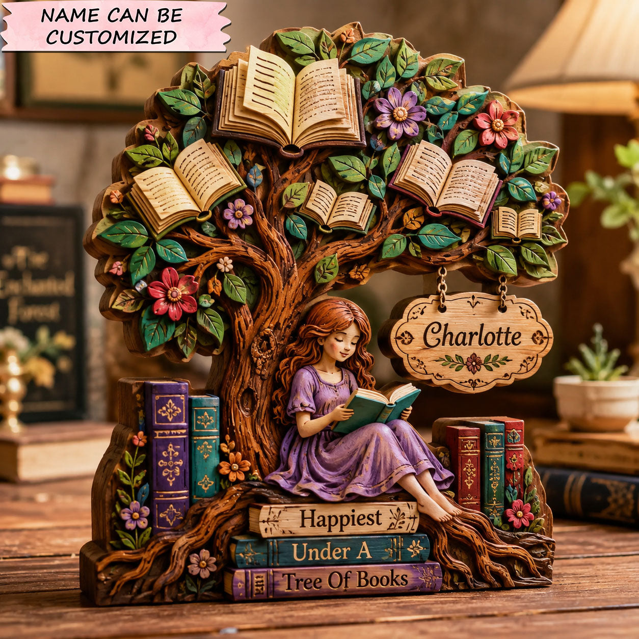 Tree Of Books Wooden Block 3-Layers QTCUZ GFTOHNL2830