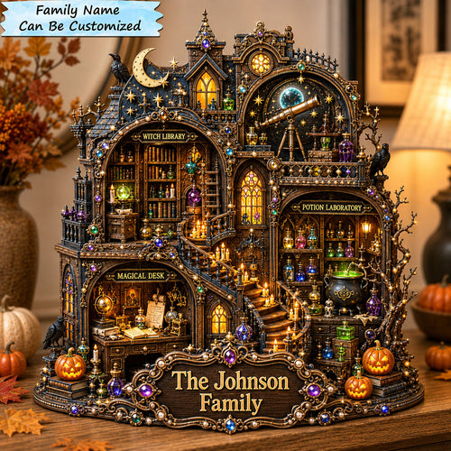 Witch Family House Wooden Block 3-Layers QTCUZ GFTOHNL2835