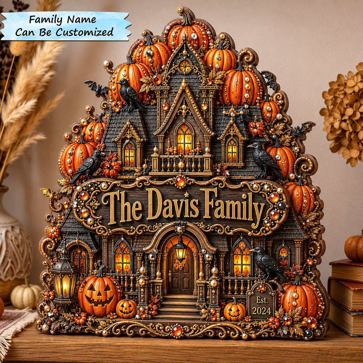 Pumpkin Family Manor Wooden Block 3-Layers QTCUZ GFTOHNL2837