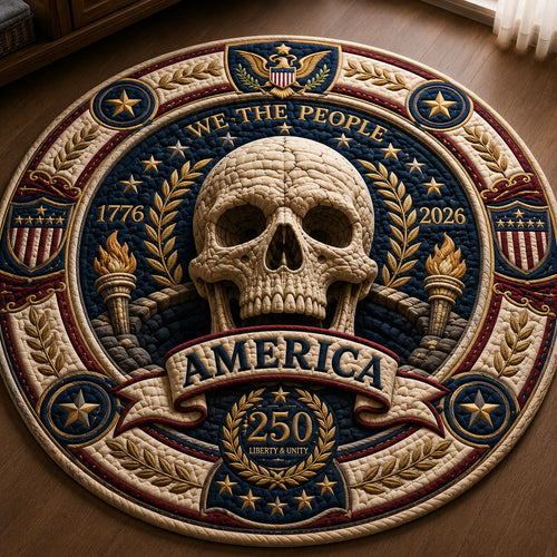 We The People Liberty Skull Quilted Round Mat GFTOHNL285