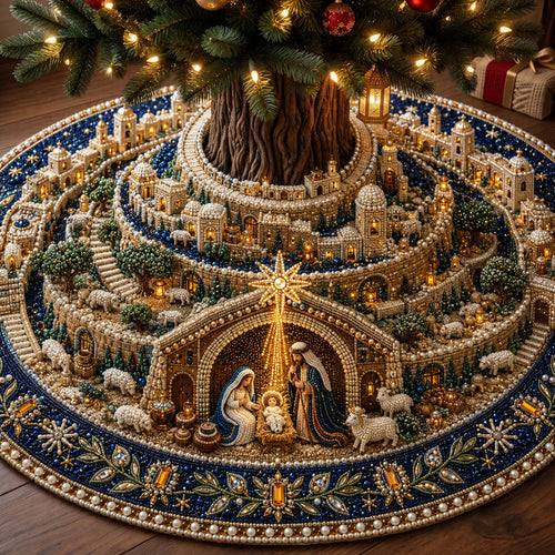 Bethlehem Christmas City Quilted Tree Skirt GFTOHNL2870