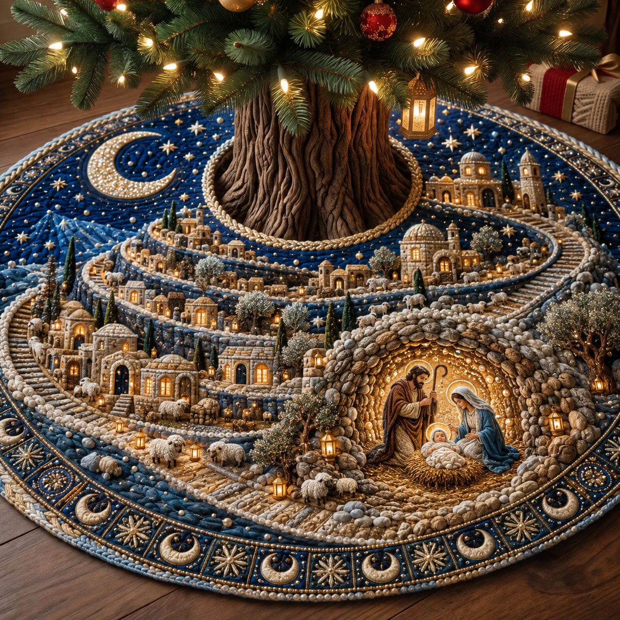 Angels Over Bethlehem Quilted Tree Skirt GFTOHNL2872