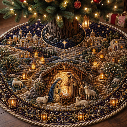 Christmas Lantern Nativity Quilted Tree Skirt GFTOHNL2875