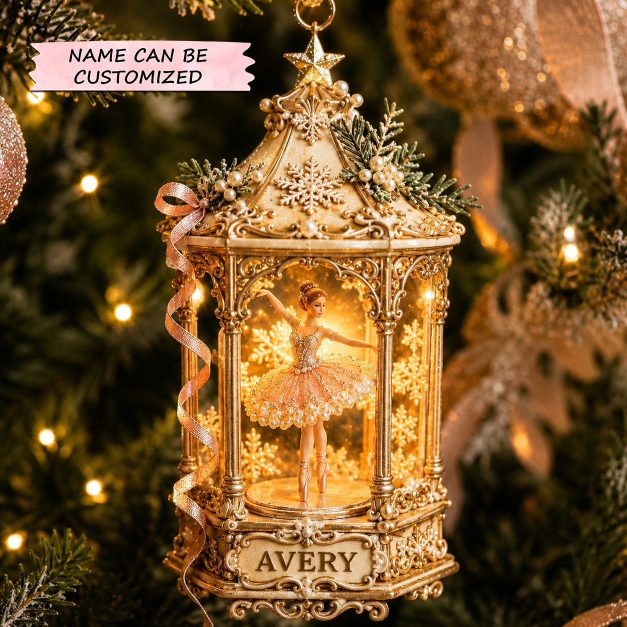 Ballerina Lantern Glow Christmas Mica Ornament QTCUZ GFTOHNL2885
