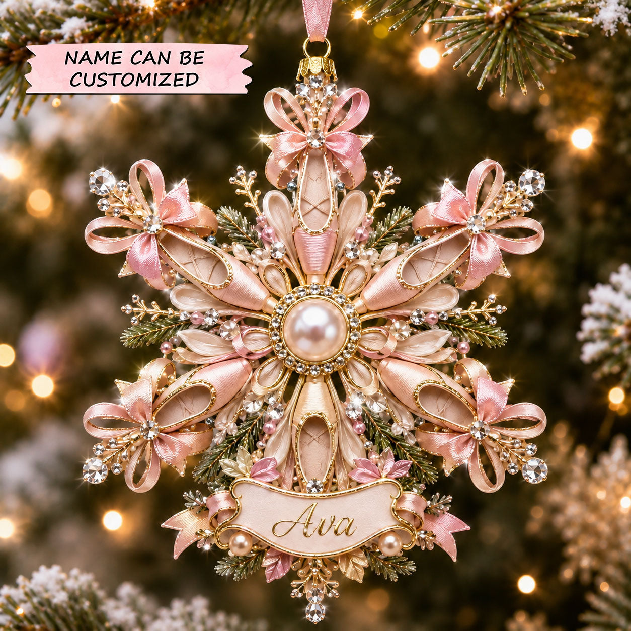 Ballet Snowflake Shoes Christmas Mica Ornament QTCUZ GFTOHNL2888