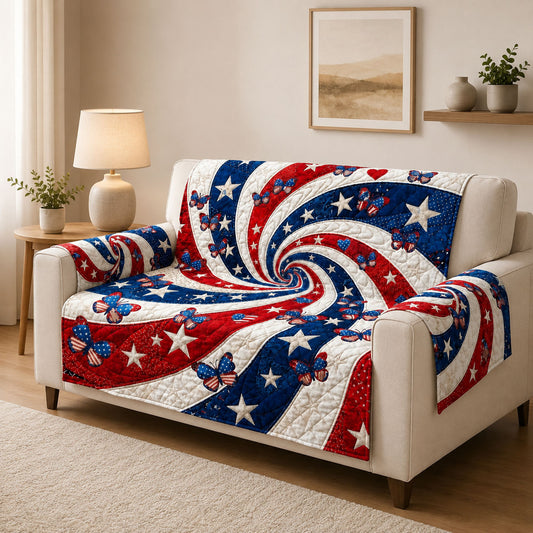 USA Flag Butterfly Quilted Sofa Cover GFTOHNL29