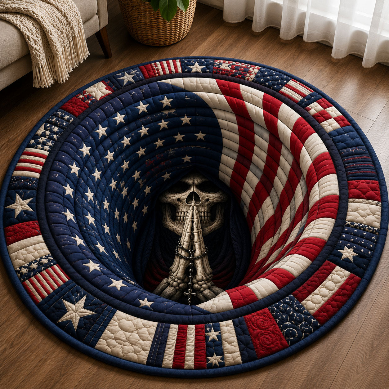 Patriotic Prayer Chamber Quilted Round Mat GFTOHNL290