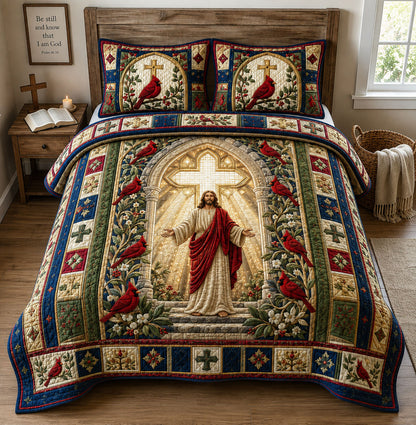 Jesus Cardinal Cathedral 3-Piece Quilted Bedding Set GFTOHNL2906